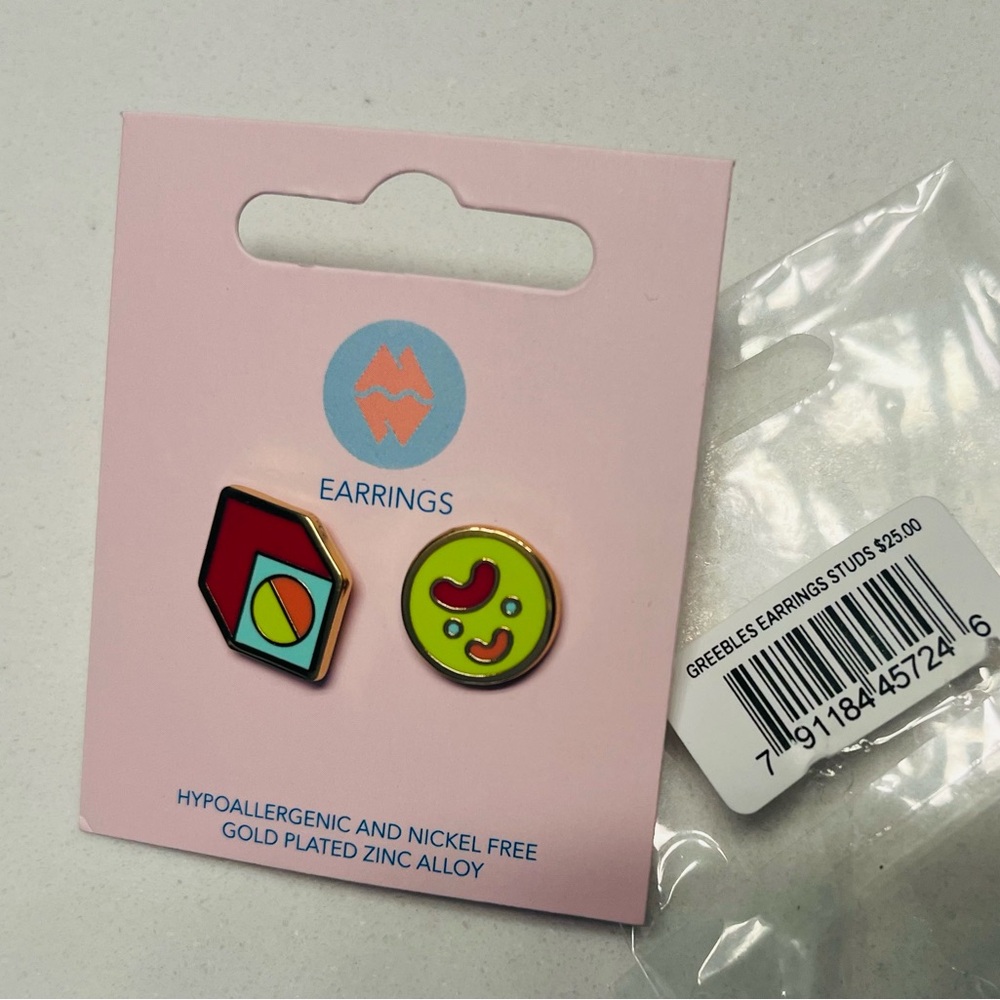 Colorful Geometric and Smiley Face Earrings